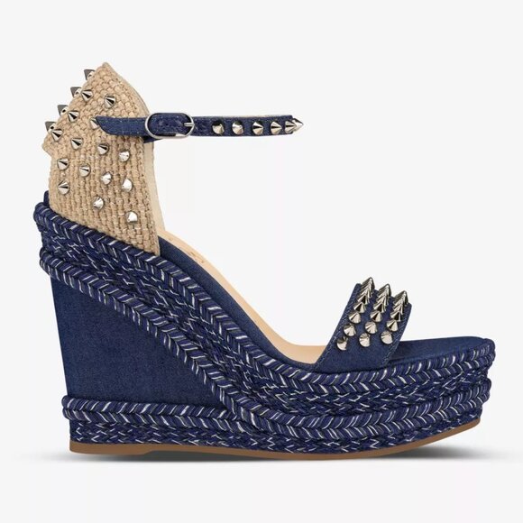 Christian Louboutin Shoes - NEW! CHRISTIAN LOUBOUTIN Madmonica 120 denim wedge sandals